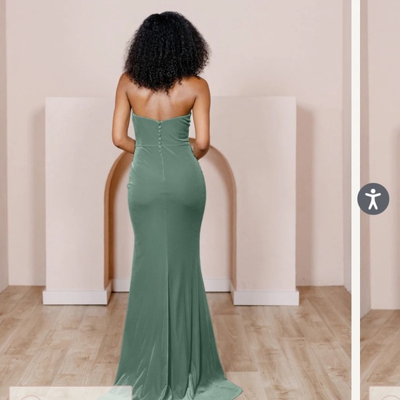 Revelry Quinn green velvet strapless dress - Picture 2 of 9